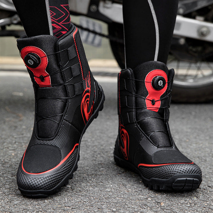 Męskie wysokie buty motocyklowe z nadrukiem