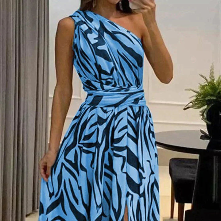 Kobieta Sukienka Mody z Wzorem – Elegancka, Podkreślająca Sylwetkę, Lekka, Oddychająca, Stylowa, Codzienna Chic