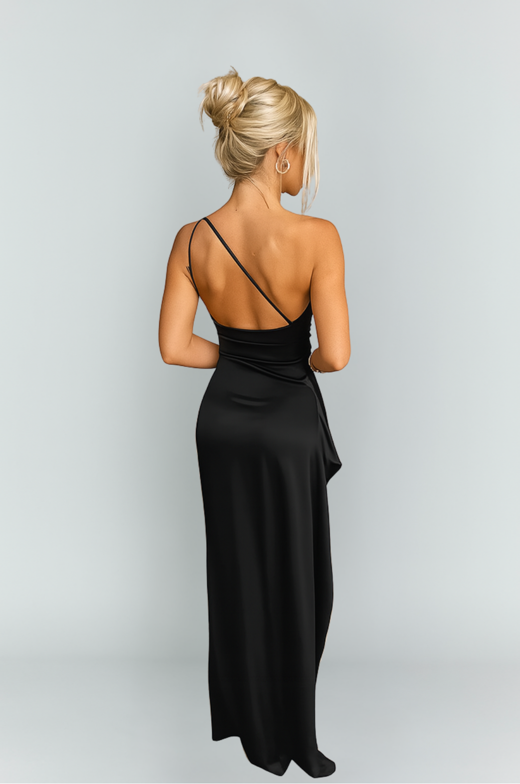 Sukienka Maxi z Satyny na Jedno Ramię dla Kobiet, Elegancka, Z Rozporkiem, Formalna, Slim Fit, Płynąca