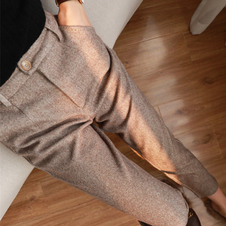 Damskie Spodnie na Wysokim Talii z Prosto Nogawkami – Elegancki Styl Biura na Smart Casual