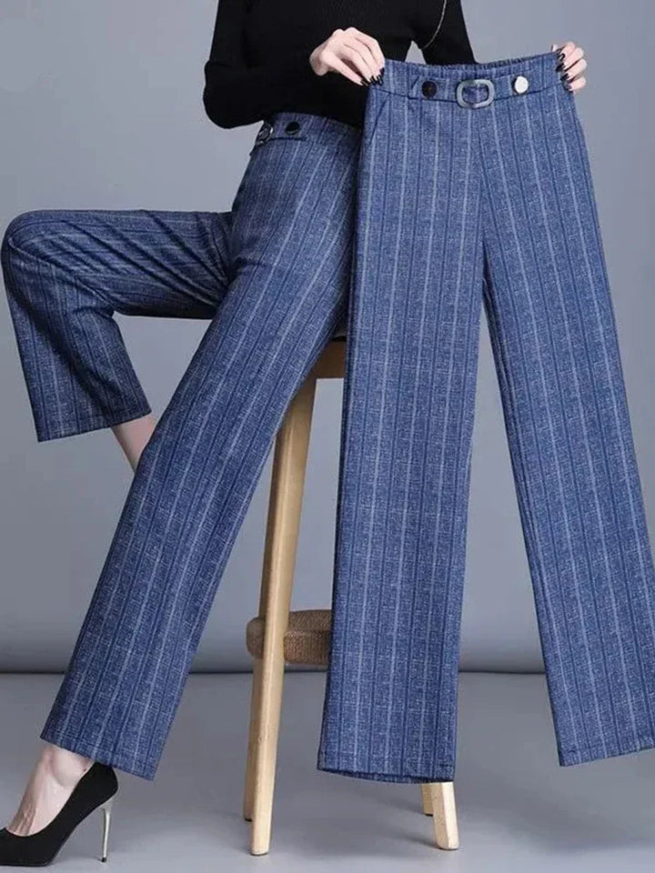 Damskie Spodnie o Szerokich Nogawkach z Wysokim Stanem – Elegancki Casual do Biura z Paskiem