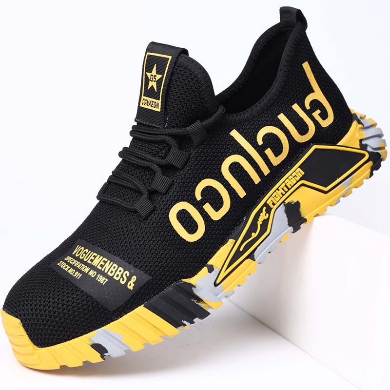 Męskie lekkie buty ochronne – oddychające robocze buty ze stalowym noskiem i podeszwą odporną na przebicie