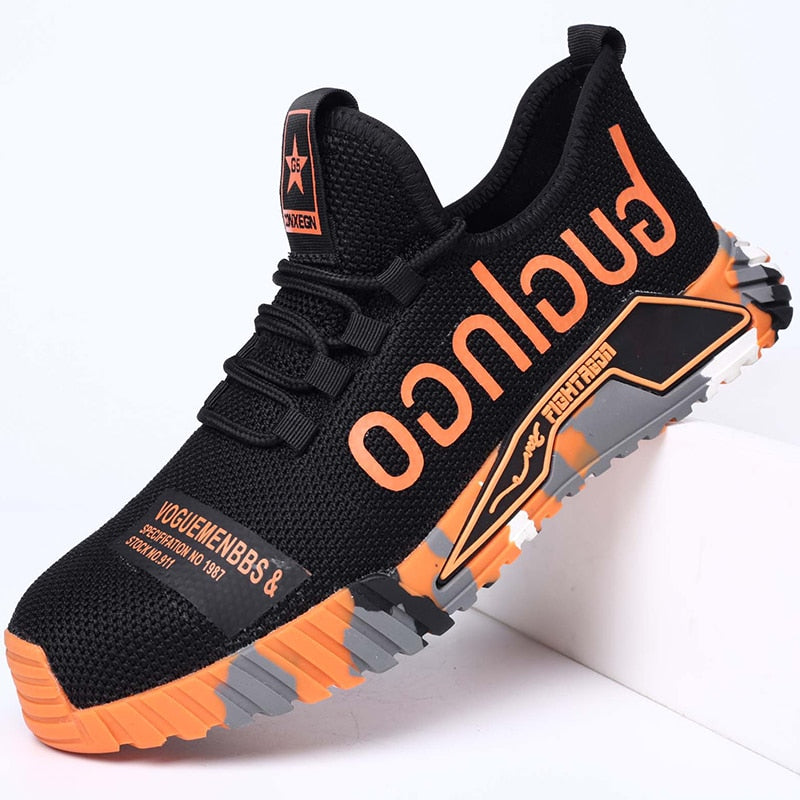 Męskie lekkie buty ochronne – oddychające robocze buty ze stalowym noskiem i podeszwą odporną na przebicie