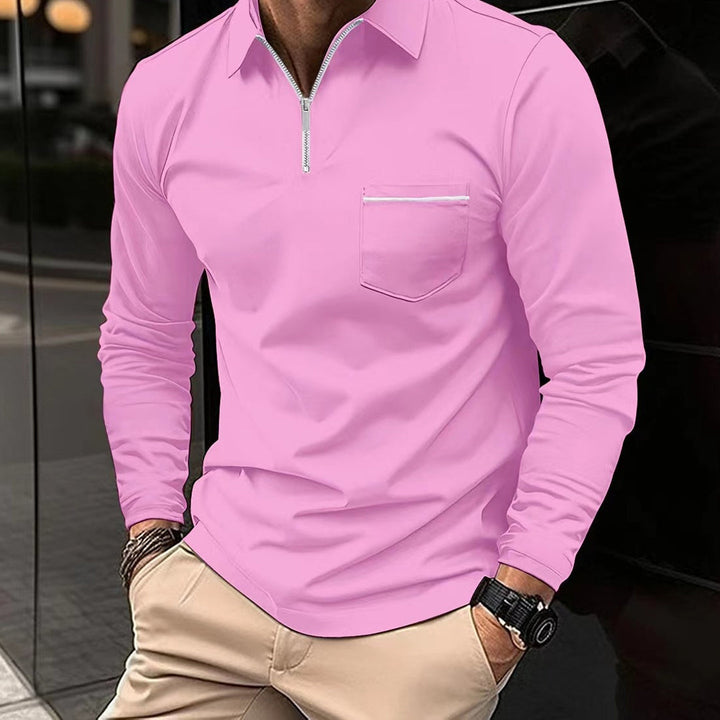 Męska koszulka polo z długim rękawem – Ciepła, komfortowa, oddychająca, stylowa, smart casual, na co dzień