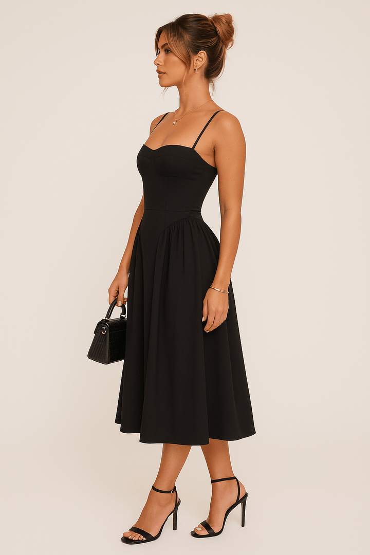 Sukienka midi w stylu fit and flare dla kobiet – styl koronkowy na letnie imprezy i wydarzenia