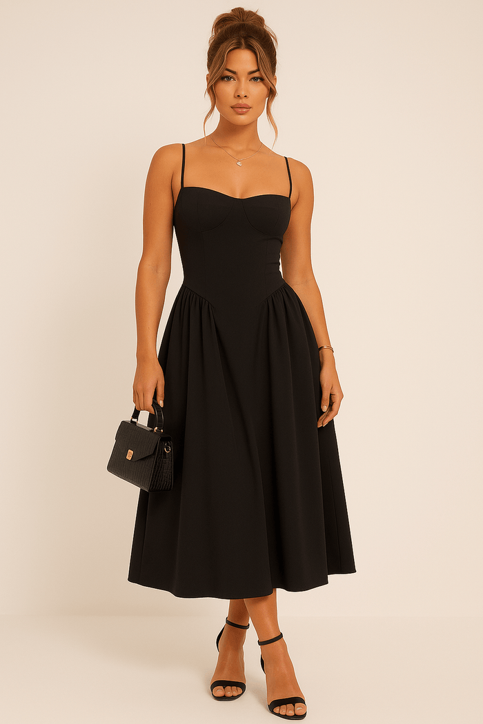 Sukienka midi w stylu fit and flare dla kobiet – styl koronkowy na letnie imprezy i wydarzenia