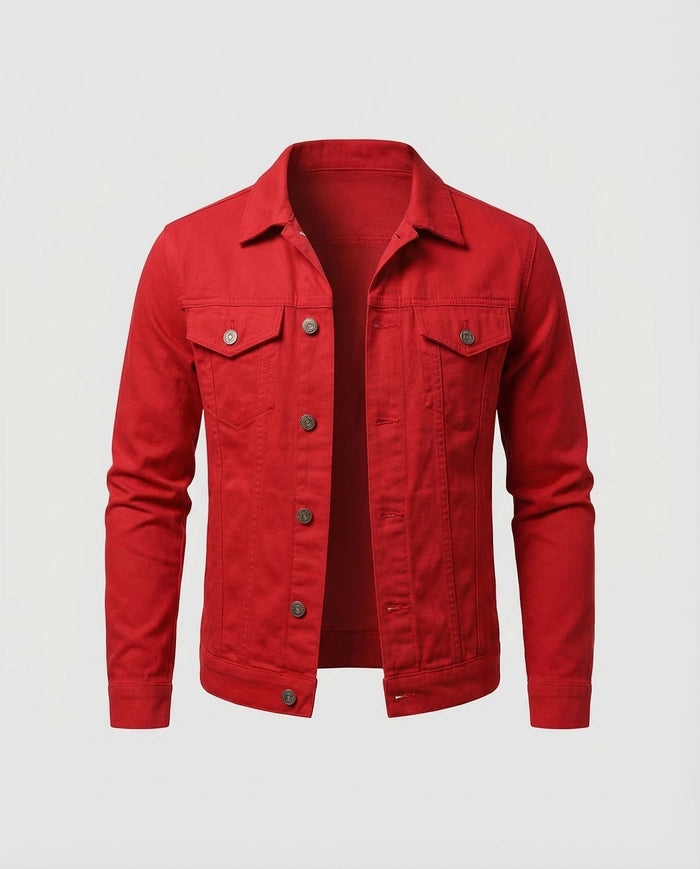 Męska Kurtka Jeansowa Slim Fit z Przeszyciami