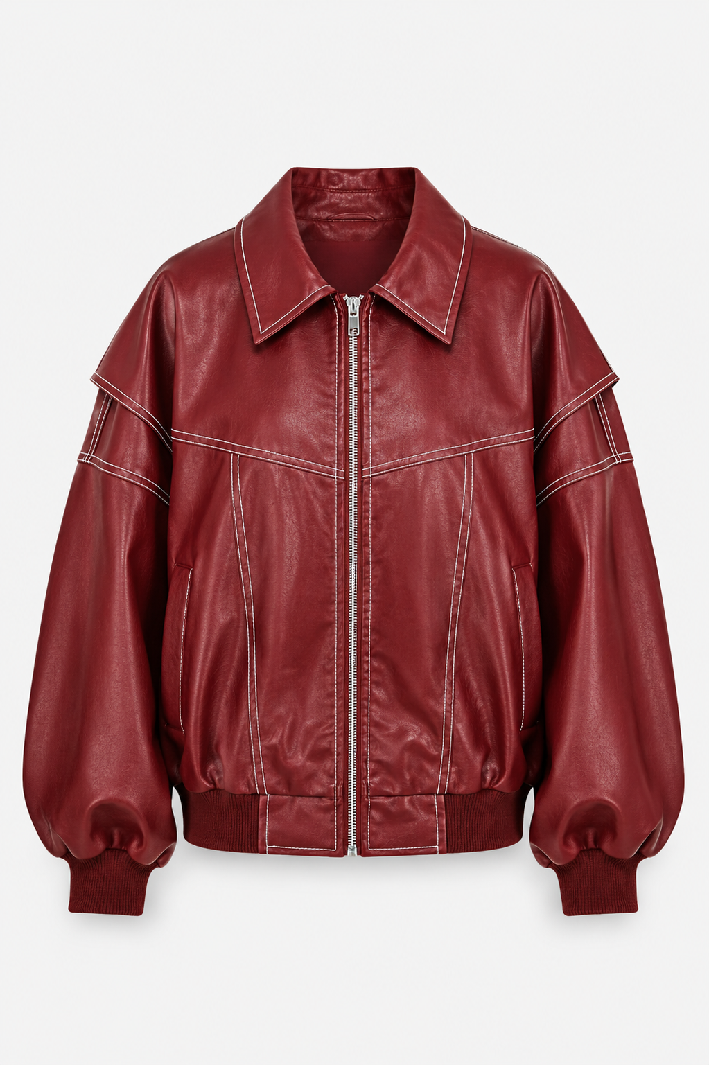 Kobiecą Oversized Bomber Jacket – Kontrastowe Szwy z Zippem na Wiosnę i Jesień