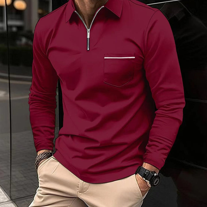 Męska koszulka polo z długim rękawem – Ciepła, komfortowa, oddychająca, stylowa, smart casual, na co dzień