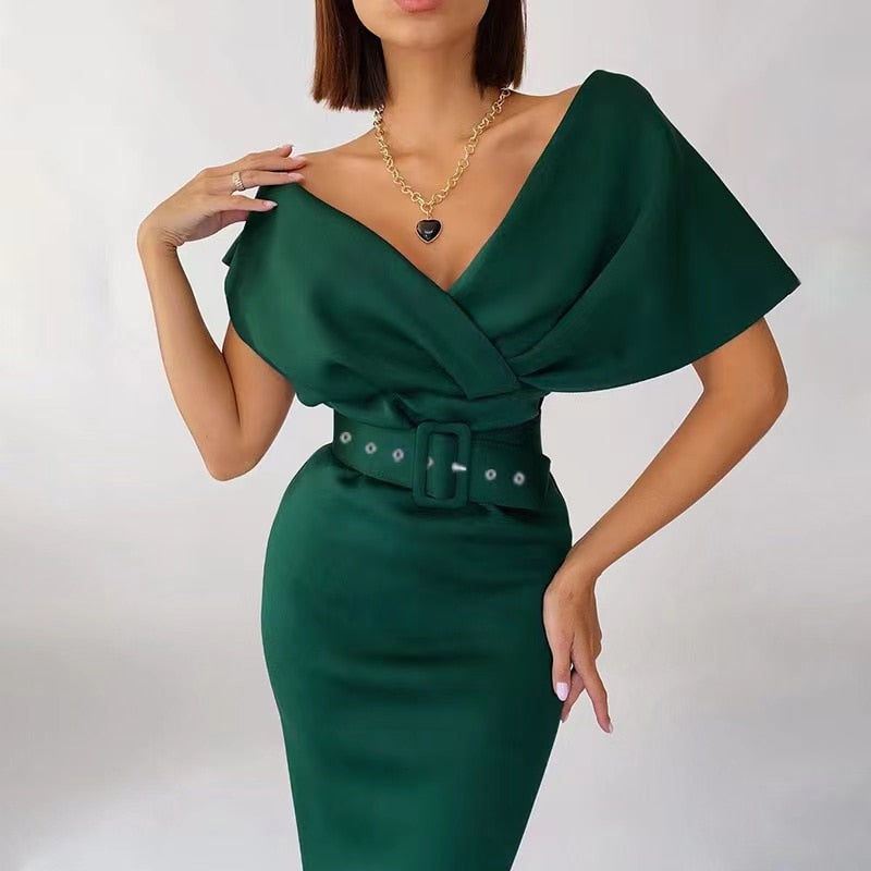 Sukienka Damska Bodycon Off Shoulder Strukturalna Midi Elegancja
