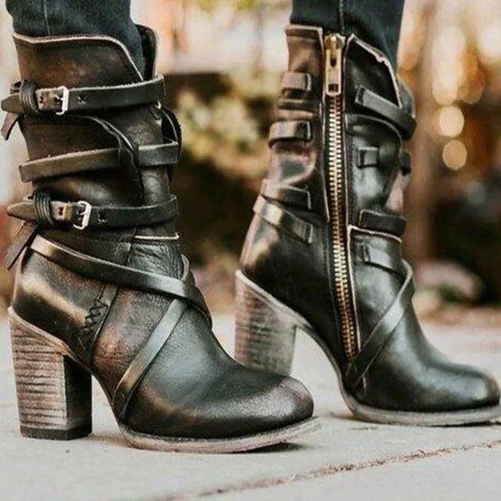 Kobiece Retro Zimowe Botki – Ciepłe, Wygodne, Zamszowe, Eleganckie, Codzienne Obuwie Casual