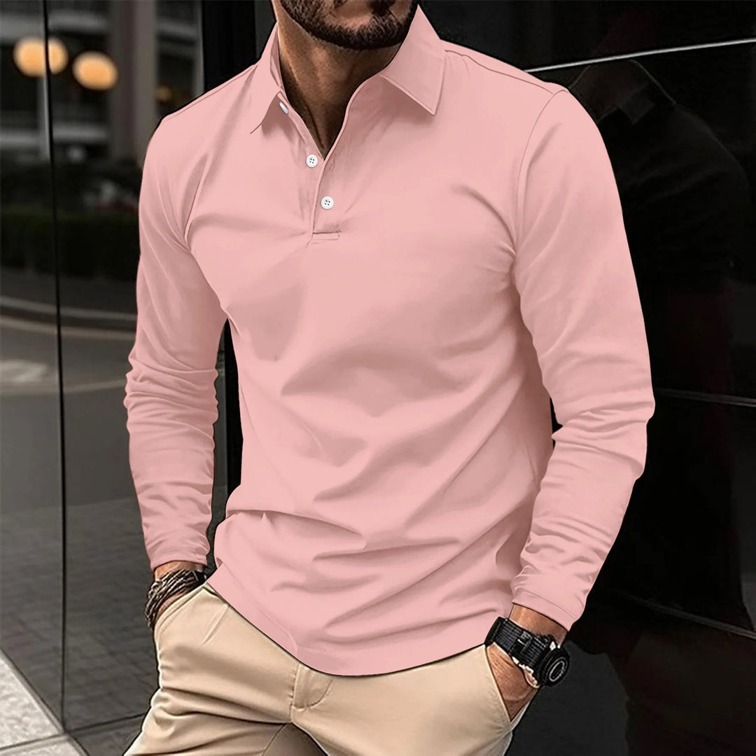 Męska koszula polo o slim fit z długim rękawem