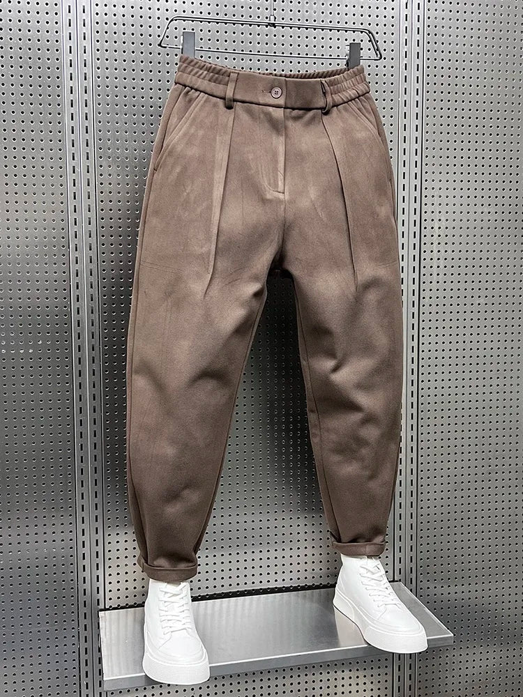 Męskie Spodnie Tapered z Faldami w Luźnym, Eleganckim Stylu na Co Dzień