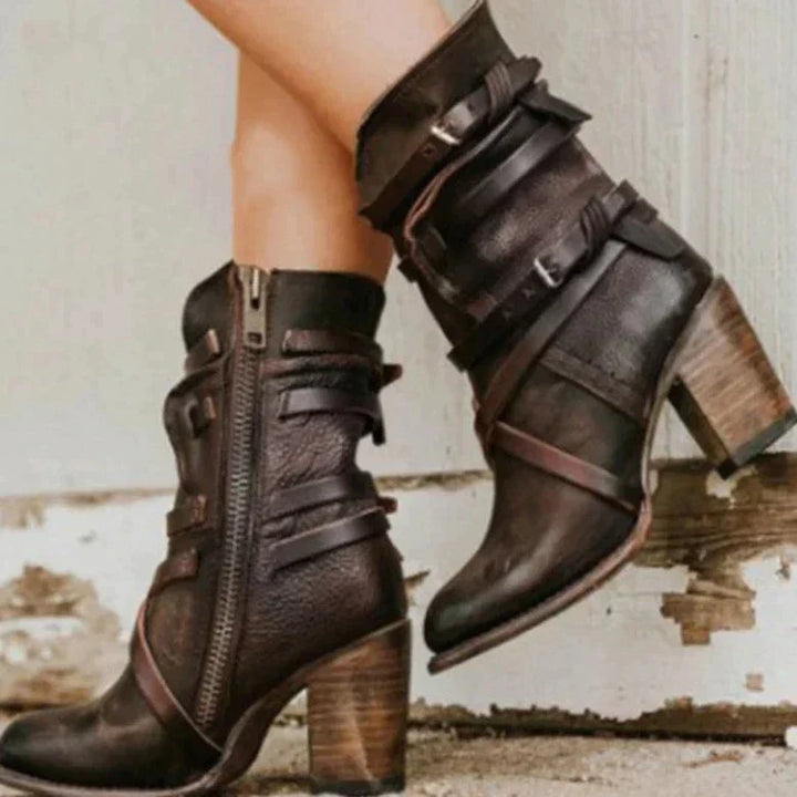 Kobiece Retro Zimowe Botki – Ciepłe, Wygodne, Zamszowe, Eleganckie, Codzienne Obuwie Casual