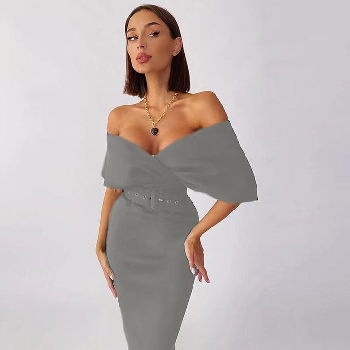 Sukienka Damska Bodycon Off Shoulder Strukturalna Midi Elegancja