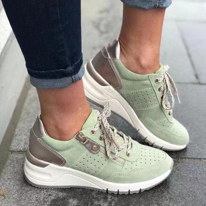 Damskie Sneakersy na Platformie z Zamkiem Bocznym