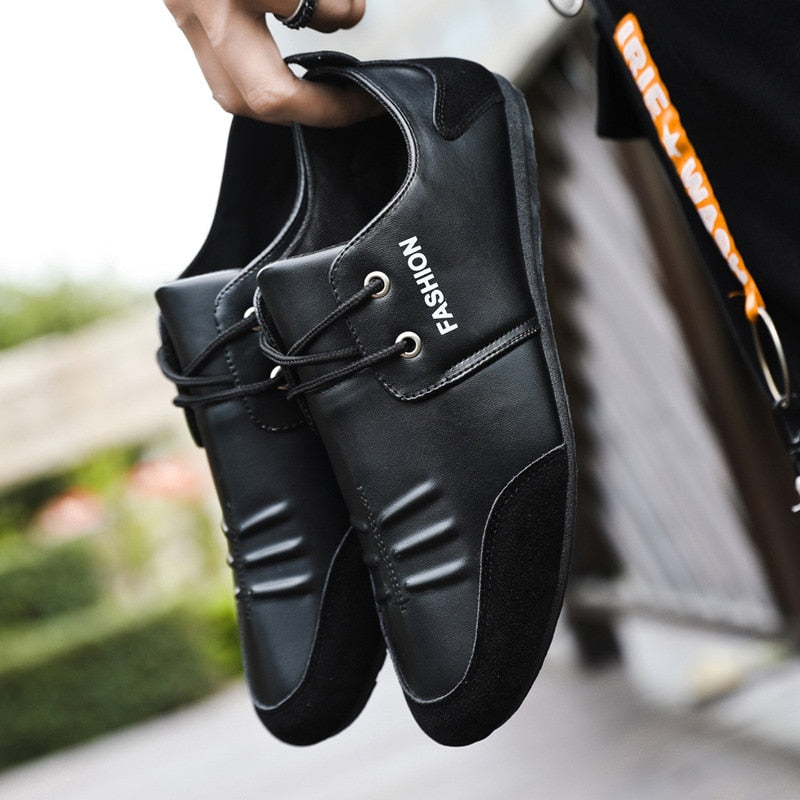 Męskie Smart Casual Sneakersy na Sznurowanie – Eleganckie Niskie Buty do Miasta