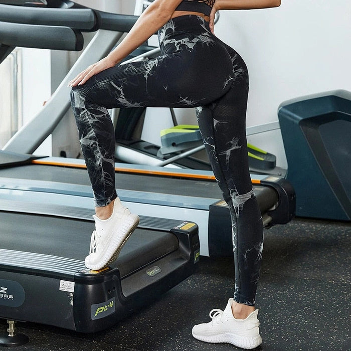 Damskie Legginsy z Wysokim Stanem w Tie Dye – Elastyczne, Wygodne, Stylowe, Codzienne Akcesoria Sportowe