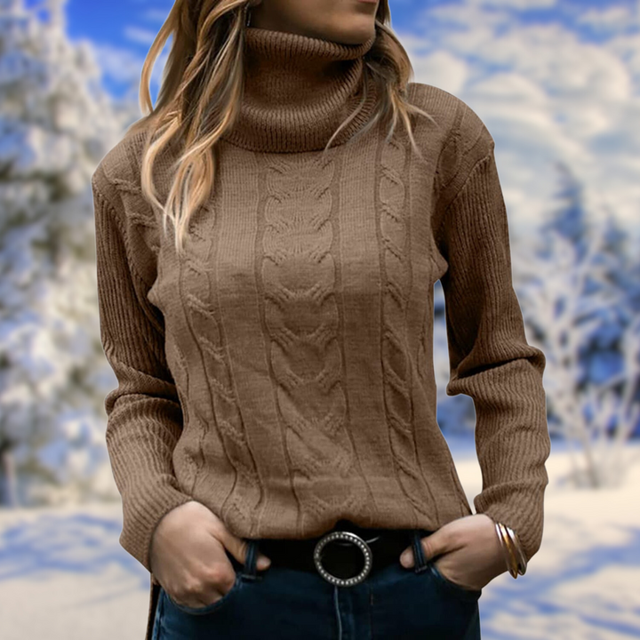 Damski sweter z golfem – miękki, ciepły, dopasowany pulower, elegancki i wygodny sweter