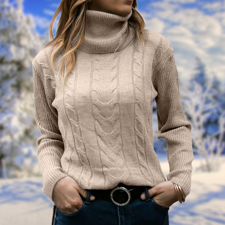 Damski sweter z golfem – miękki, ciepły, dopasowany pulower, elegancki i wygodny sweter