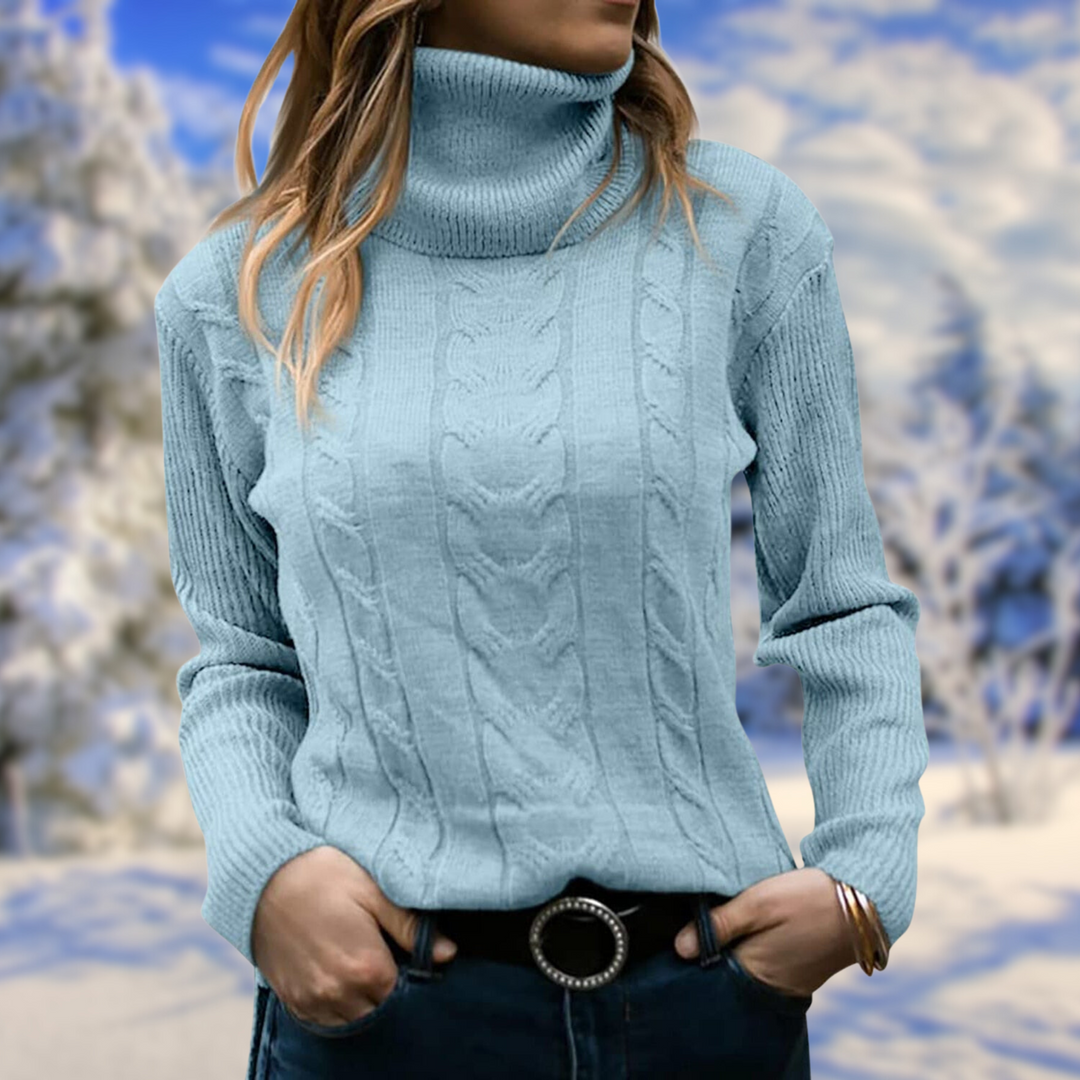 Damski sweter z golfem – miękki, ciepły, dopasowany pulower, elegancki i wygodny sweter