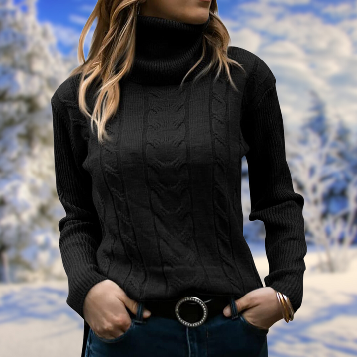 Damski sweter z golfem – miękki, ciepły, dopasowany pulower, elegancki i wygodny sweter