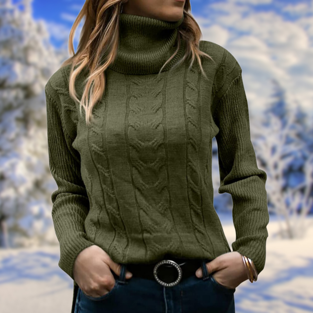 Damski sweter z golfem – miękki, ciepły, dopasowany pulower, elegancki i wygodny sweter