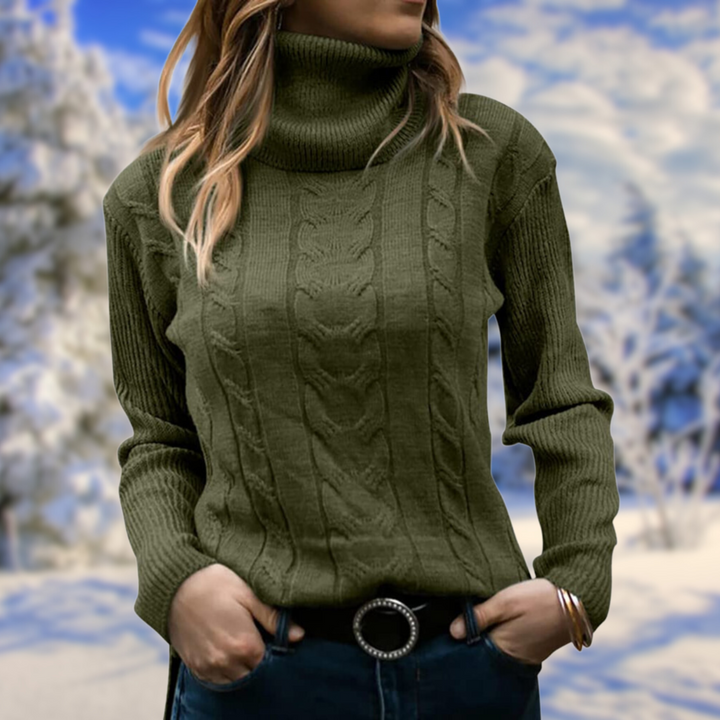 Damski sweter z golfem – miękki, ciepły, dopasowany pulower, elegancki i wygodny sweter
