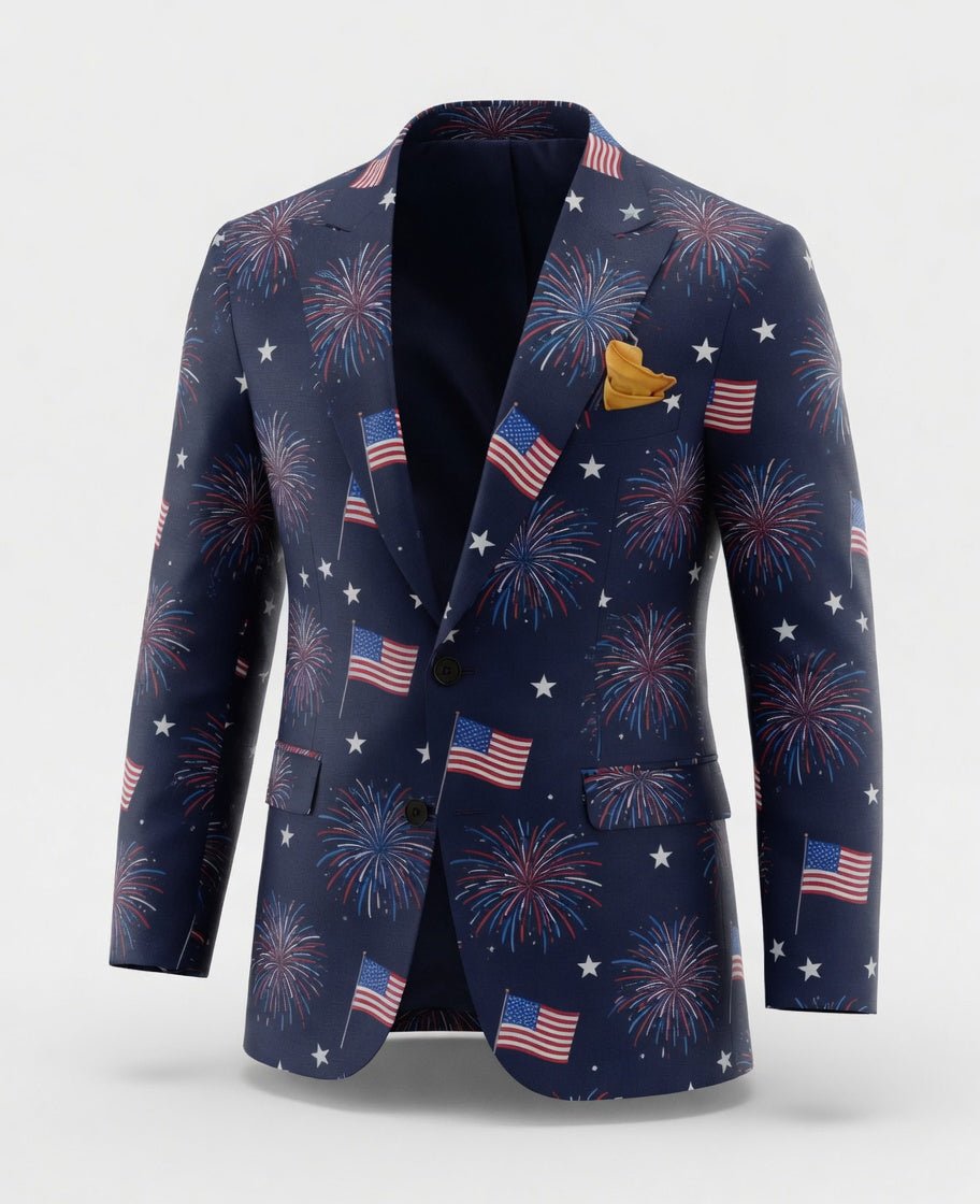 Męska Marynarka Na Przyjęcia Z Wzorem I Slim Fit