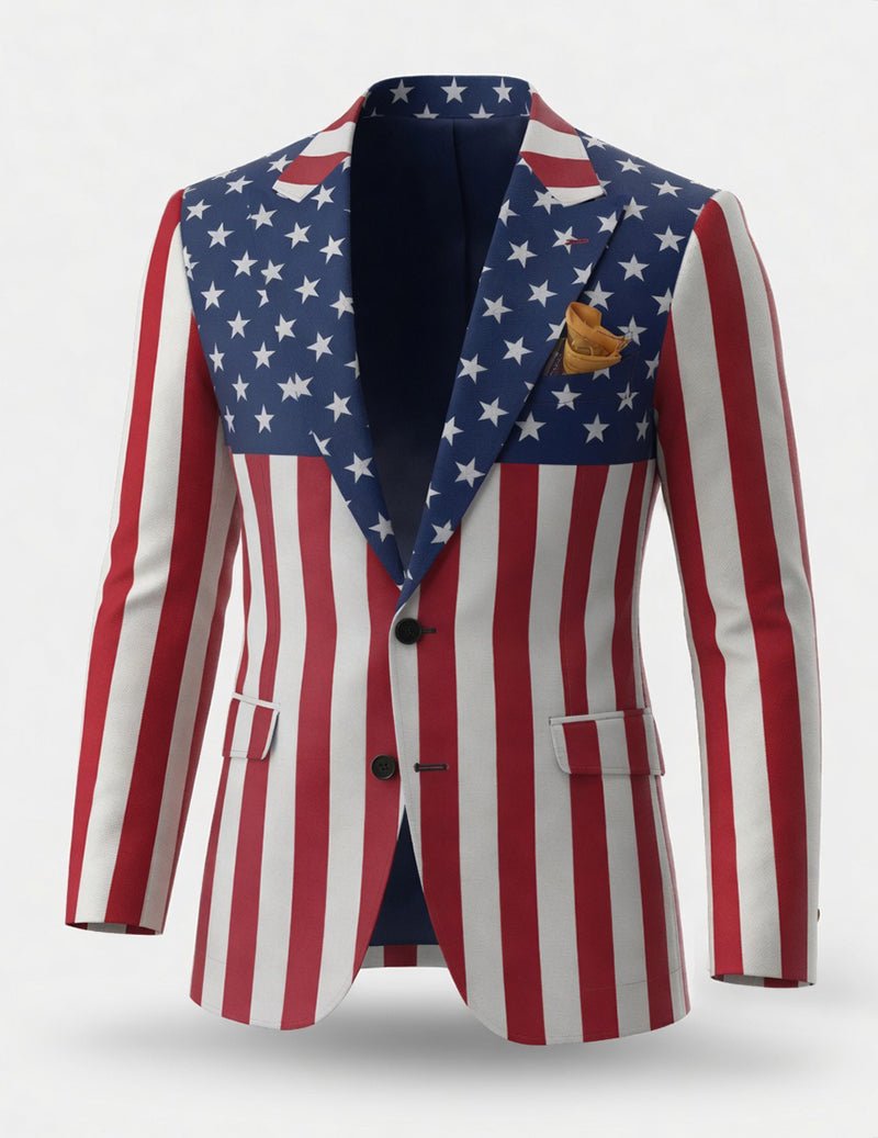 Męski blazer slim fit z nadrukiem i strukturalnymi klapami