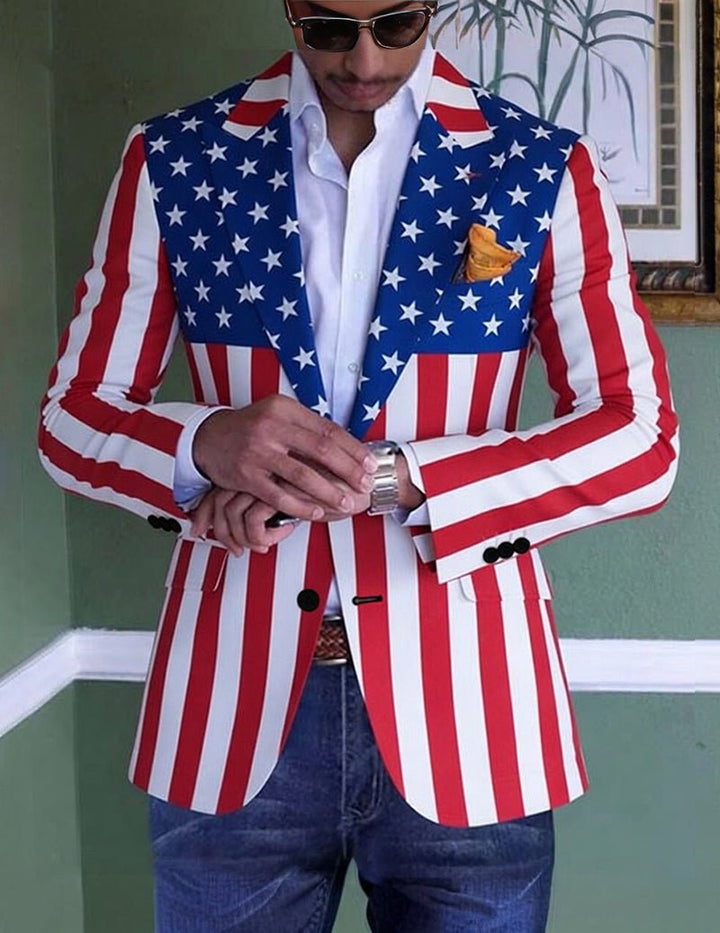 Męski blazer slim fit z nadrukiem i strukturalnymi klapami