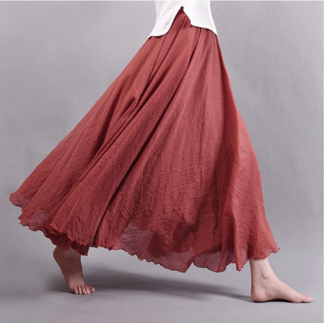 Damska Maxi Spódnica A-Linia z Elastycznym Pasem w Stylu Letnim
