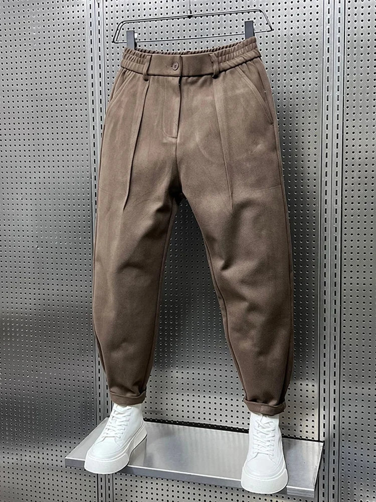 Męskie Spodnie Tapered z Faldami w Luźnym, Eleganckim Stylu na Co Dzień
