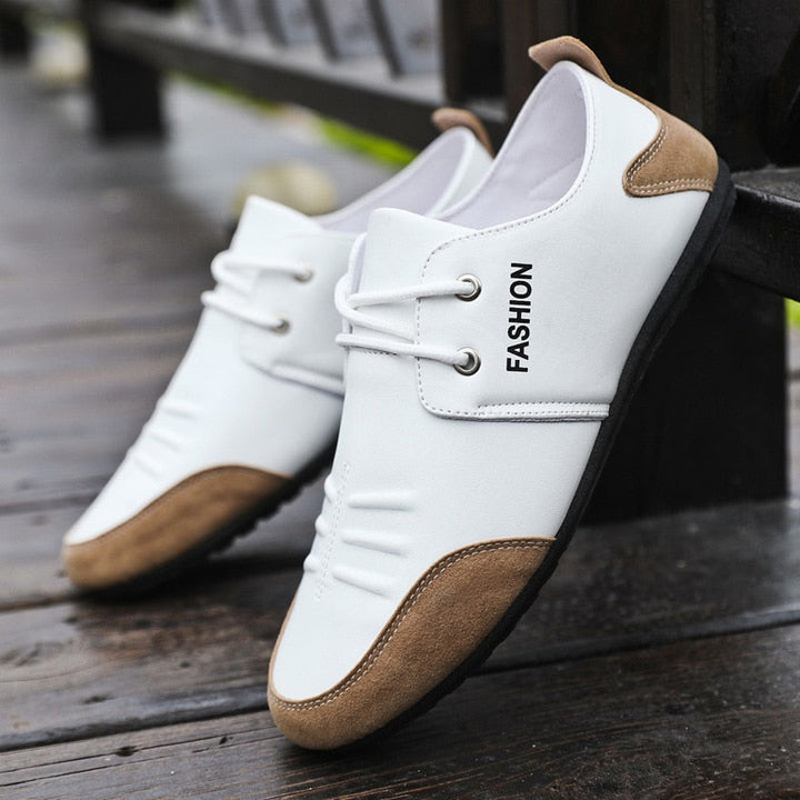 Męskie Smart Casual Sneakersy na Sznurowanie – Eleganckie Niskie Buty do Miasta