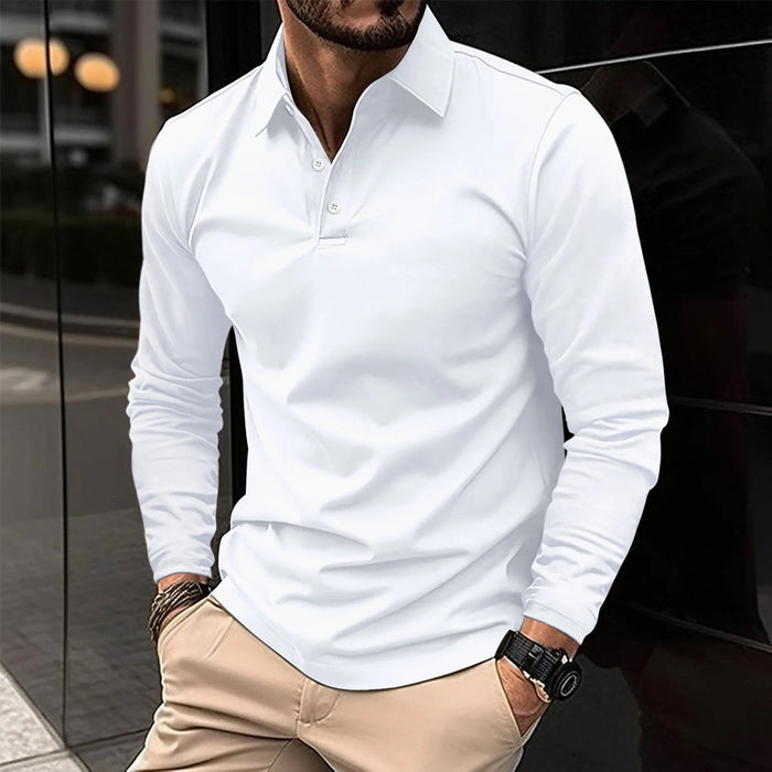 Męska koszula polo o slim fit z długim rękawem