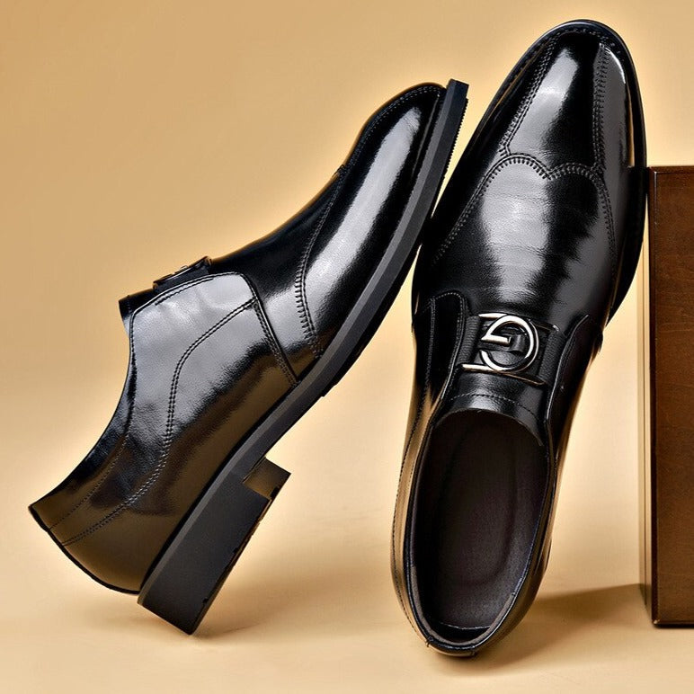 Męskie Skórzane Buty Monk Strap – Polerowane Buty na Klips do Biznesu i Wieczorowych Stylizacji