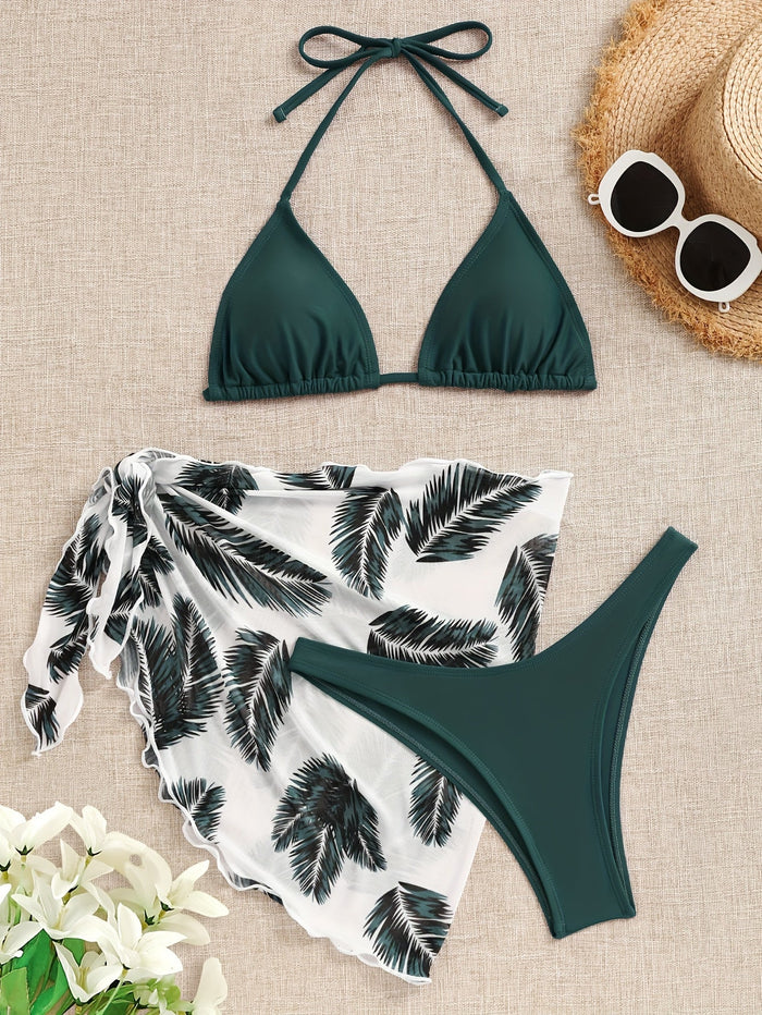 Kobiece Bikini Halter w Zestawie z Wydrukiem na Wakacje