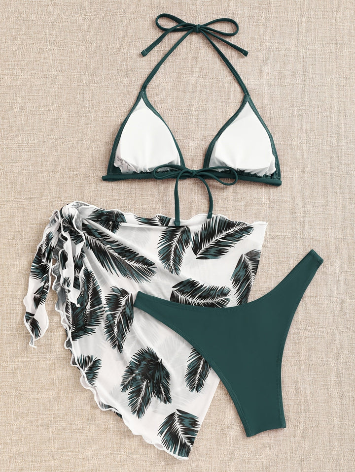 Kobiece Bikini Halter w Zestawie z Wydrukiem na Wakacje