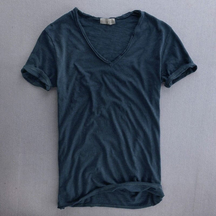 Męska koszulka V-neck slim fit, lekka, casualowa, letnia