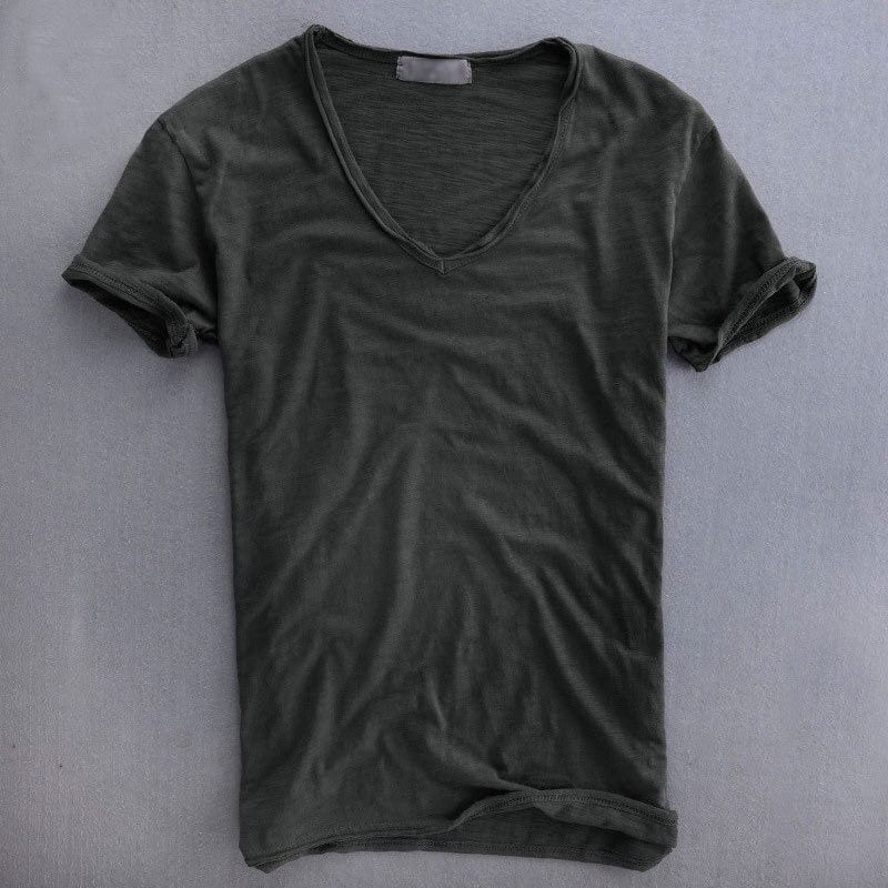Męska koszulka V-neck slim fit, lekka, casualowa, letnia