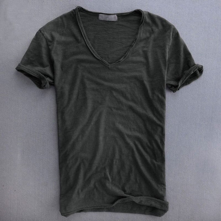 Męska koszulka V-neck slim fit, lekka, casualowa, letnia