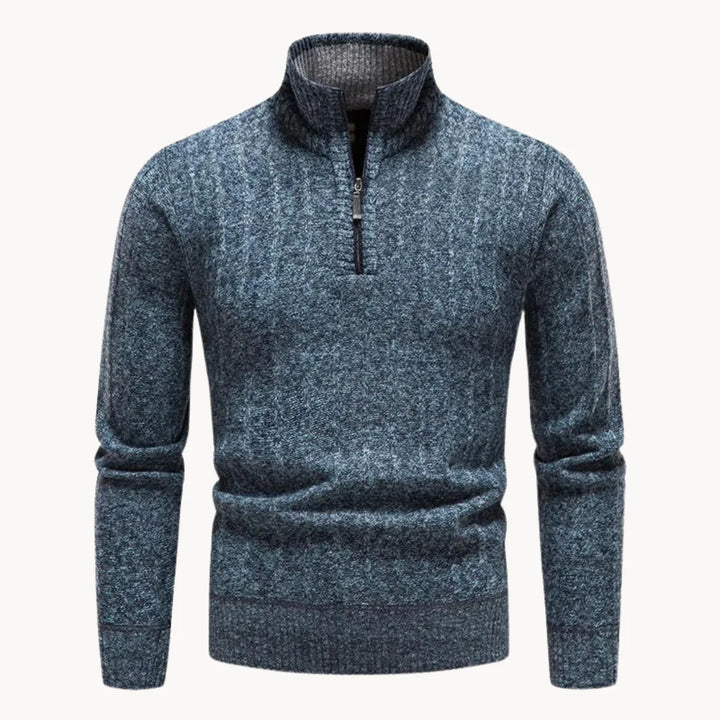 Męski sweter z ćwierć zamkiem i stójką, dzianinowy, z długim rękawem, casualowy, elegancki, codzienny sweter do warstwowego noszenia