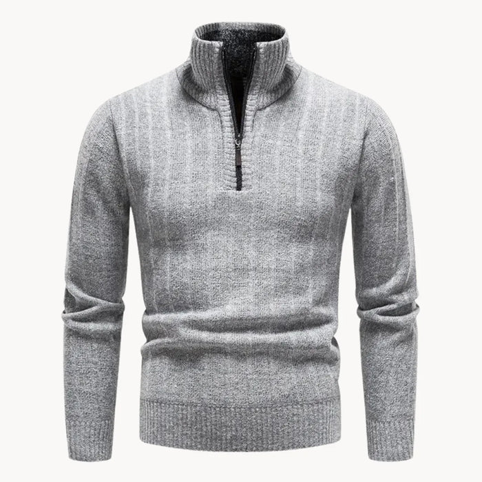 Męski sweter z ćwierć zamkiem i stójką, dzianinowy, z długim rękawem, casualowy, elegancki, codzienny sweter do warstwowego noszenia
