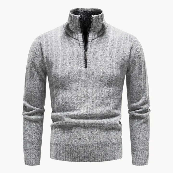 Męski sweter z ćwierć zamkiem i stójką, dzianinowy, z długim rękawem, casualowy, elegancki, codzienny sweter do warstwowego noszenia