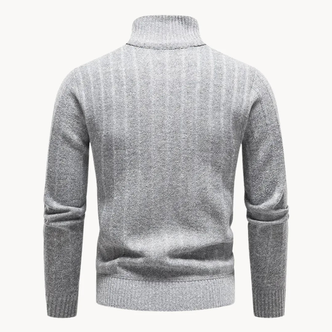 Męski sweter z ćwierć zamkiem i stójką, dzianinowy, z długim rękawem, casualowy, elegancki, codzienny sweter do warstwowego noszenia