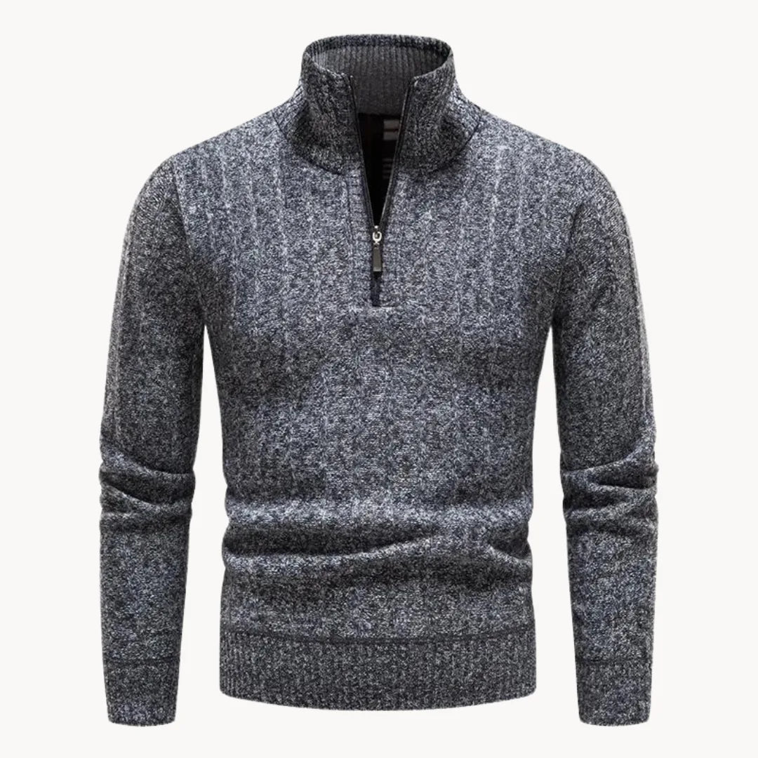 Męski sweter z ćwierć zamkiem i stójką, dzianinowy, z długim rękawem, casualowy, elegancki, codzienny sweter do warstwowego noszenia