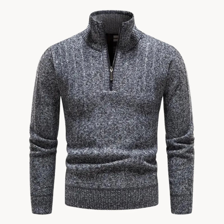 Męski sweter z ćwierć zamkiem i stójką, dzianinowy, z długim rękawem, casualowy, elegancki, codzienny sweter do warstwowego noszenia