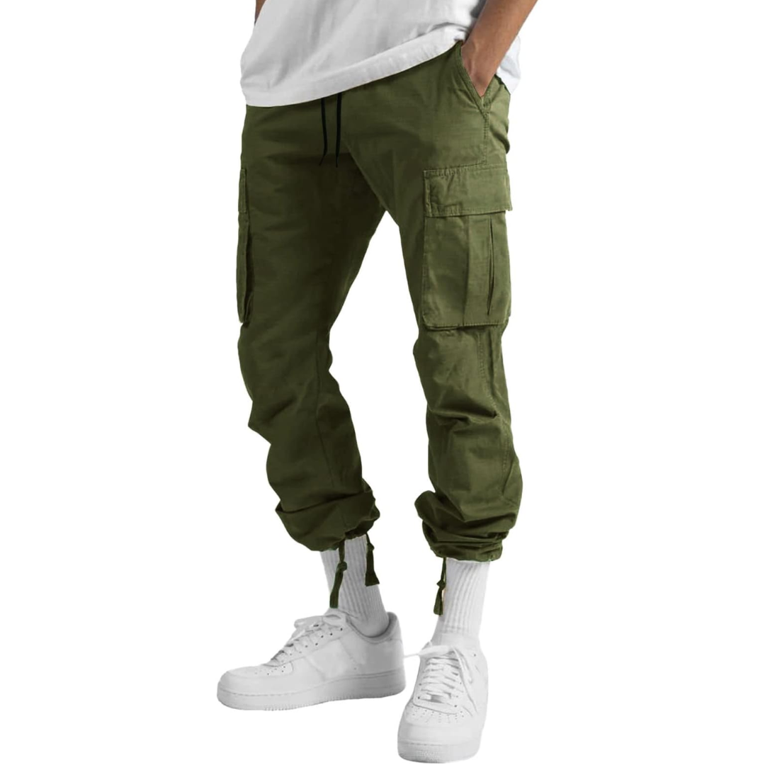 Męskie Spodnie Cargo w Luźnym Stylu z Wieloma Kieszeniami, Ubrania Streetwear