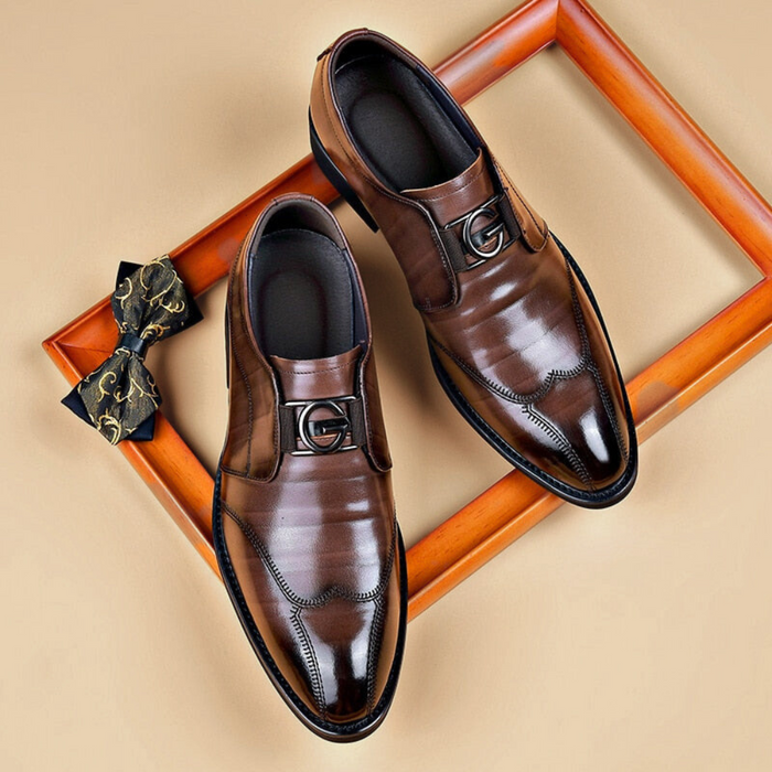Męskie Skórzane Buty Monk Strap – Polerowane Buty na Klips do Biznesu i Wieczorowych Stylizacji