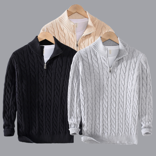 Męski sweter dzianinowy – miękki, ciepły sweter z okrągłym dekoltem, wygodny, casualowy, elegancki